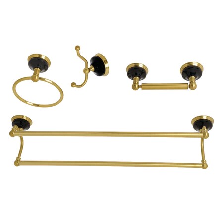Kingston Brass BAK9113478BB Water Onyx 4-Piece Bathroom Accessory Set, Brushed Brass BAK9113478BB